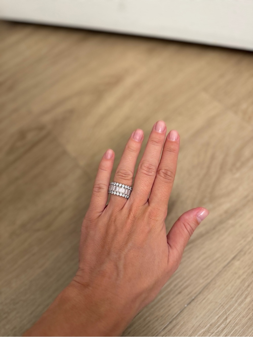 Ring Silver Multi-Row Pink Cubic Zirconia Stackable Ring - Pink Stones